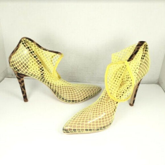 Why Envy Me? Women's Pointed Toe Mesh Heels Leopard Print Yellow Size 9 - Picture 6 of 9